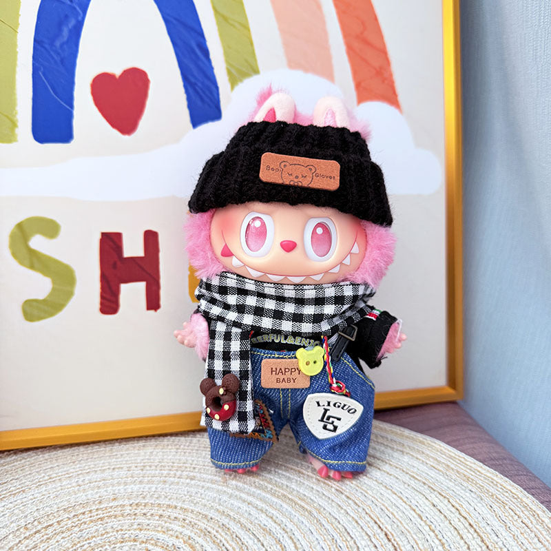 [Clothes only] One, two and three generations of Labubu clothes pendant Labubu cloth for sitting baby clothes happy pizza set