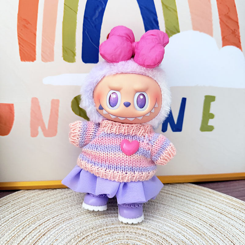 [Clothes only] One, two and three generations Labubu clothes pendant Labubu sitting baby clothes sweater jelly gauze skirt set