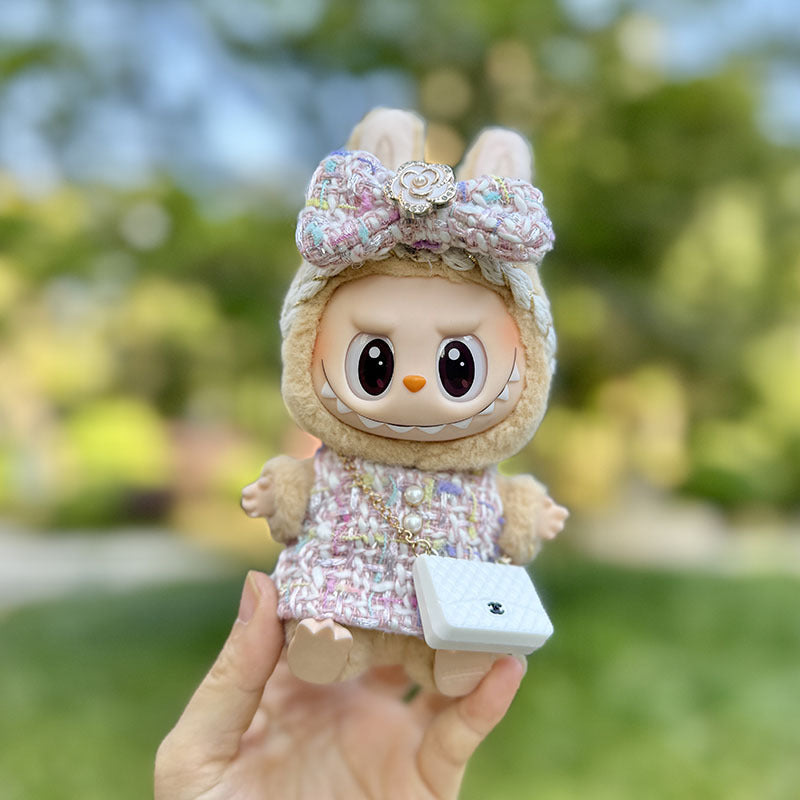 [Clothes only] The first, second and third generation keychain Labubu clothes pendant Labubu cloth colorful fragrant camellia + small C bag.