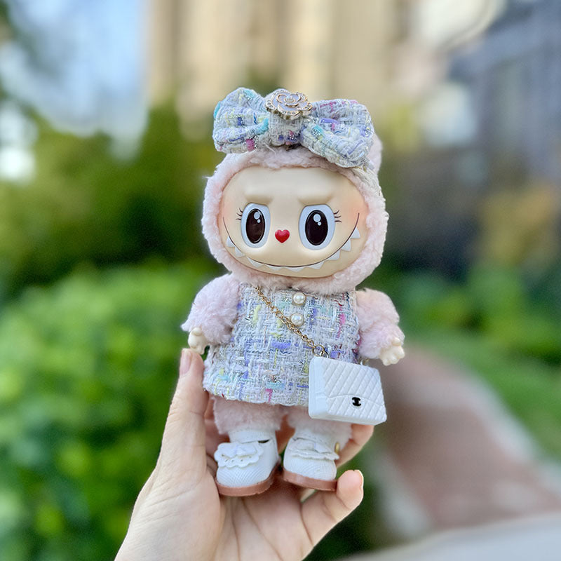 [Clothes only] The first, second and third generation keychain Labubu clothes pendant Labubu cloth colorful fragrant camellia + small C bag.