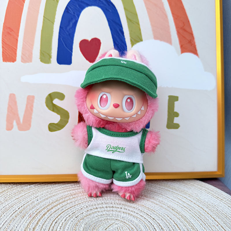 The first, second and third generation Labubu clothes pendant Labubu sitting party baby clothes peaked cap LA sports suit trend