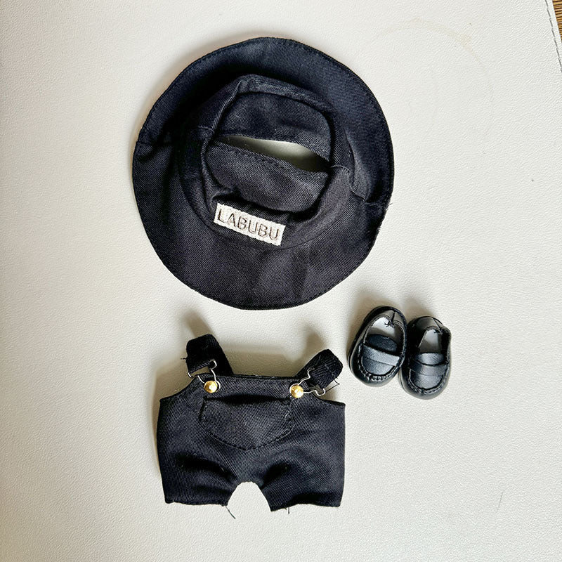 [Clothes only] One, two and three generations Labubu clothes pendant Labubu sitting party baby clothes green fisherman overalls