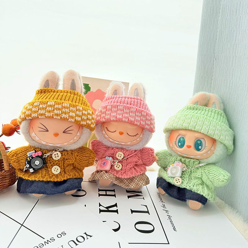 [Clothes only] One, two and three generations of keychains Labubu clothes pendant Labubu baby clothes knitted sweater hat set