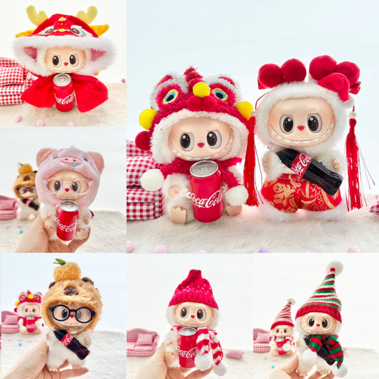 [Clothes only] First and second generation keychain Labubu clothes pendant Labubu Coke Happy Factor New Year set