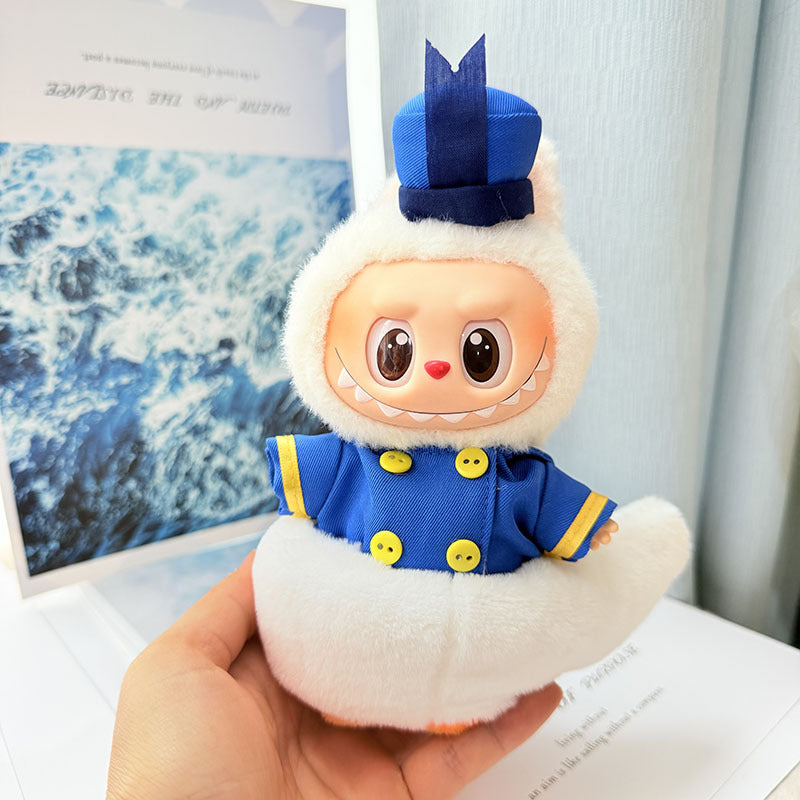 [Clothes only] 17cm Labubuva clothes LABUBU blind box sitting party one two three generation navy duck suit