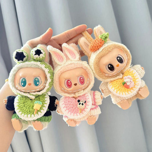 [Clothes only] One, two and three generations of keychains Labubu clothes pendant Labubu sweater headband Japanese three-piece set Moe