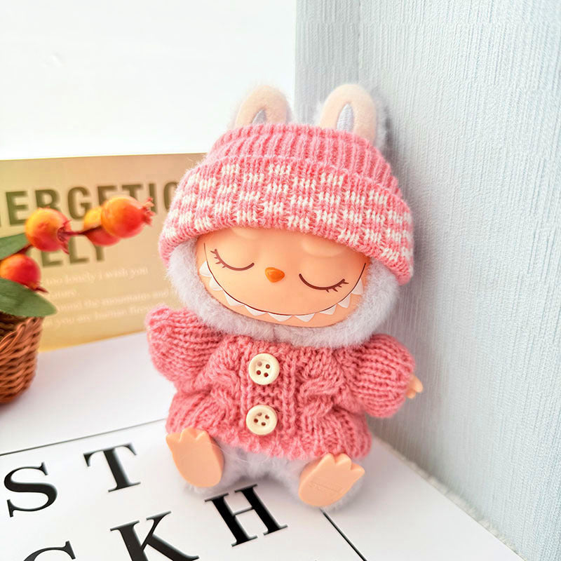 [Clothes only] One, two and three generations of keychains Labubu clothes pendant Labubu baby clothes knitted sweater hat set