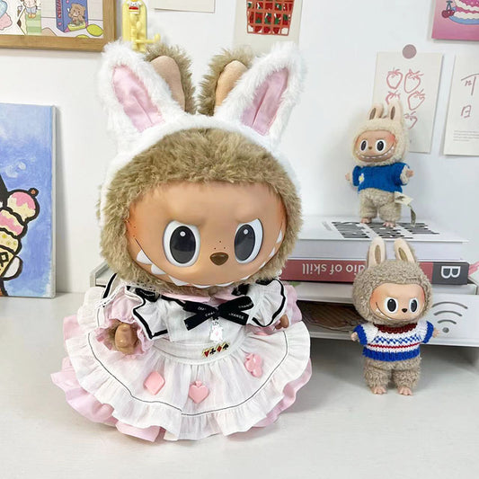 38Cm rabub vinyl plush doll clothes for rabbit ears Alice skirt labubu doll skirt cute