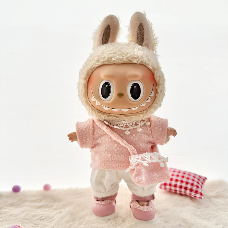 [Clothes only] First and second generation Labubu clothes pendant Labubu sitting party baby clothes four-petal flower three-piece set cute