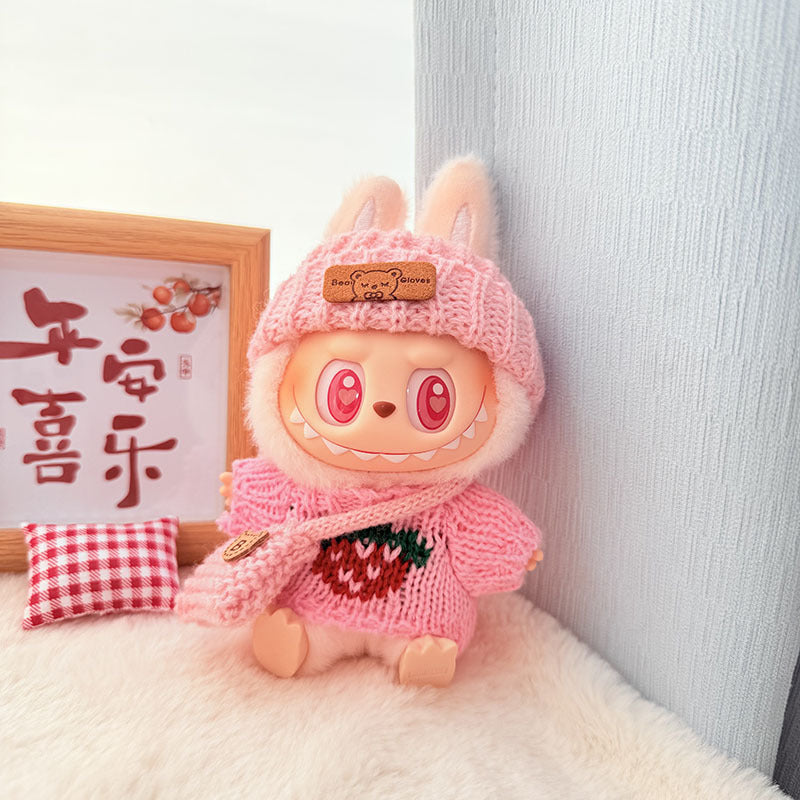 [Clothes only] One, two and three generations of keychains Labubu clothes pendant Labubu baby clothes knitted sweater hat set