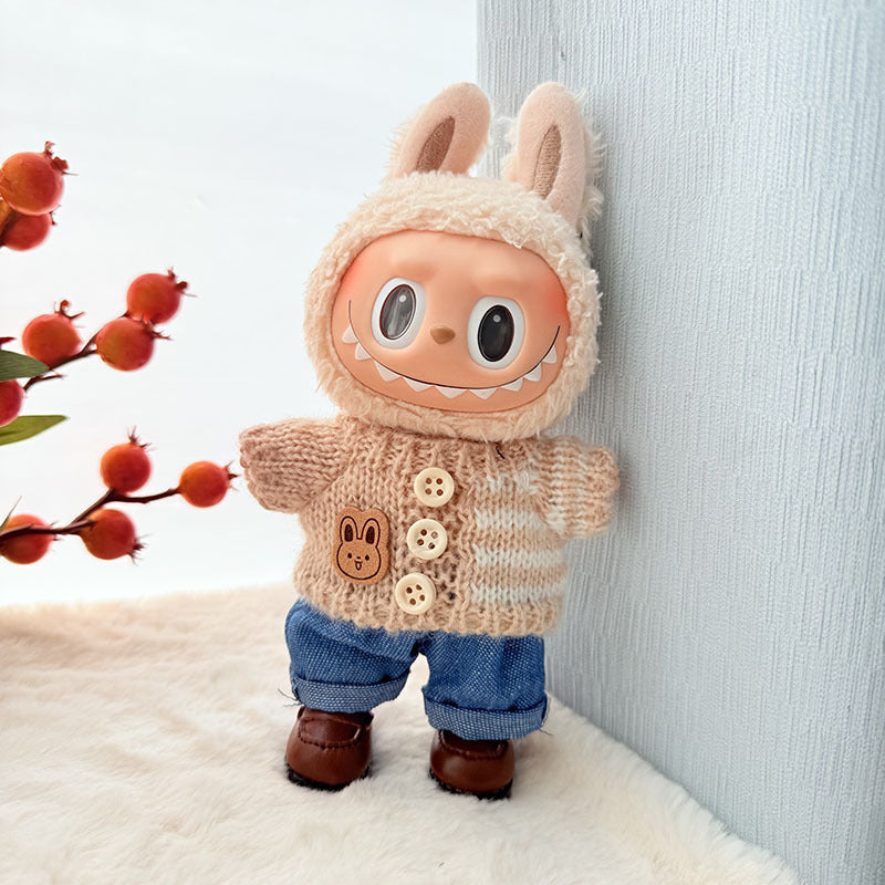 [Clothes only] First and second generation keychain Labubu clothes pendant Rab cloth button sweater jeans set cute