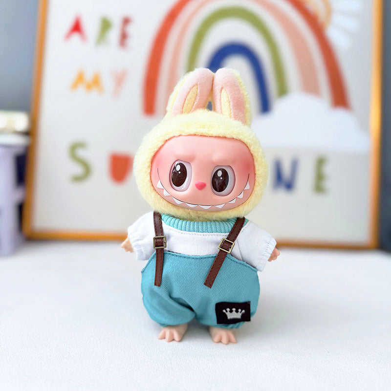 Clothes only] First and second generation Labubu clothes pendant Labubu sitting baby clothes crown belt overalls set