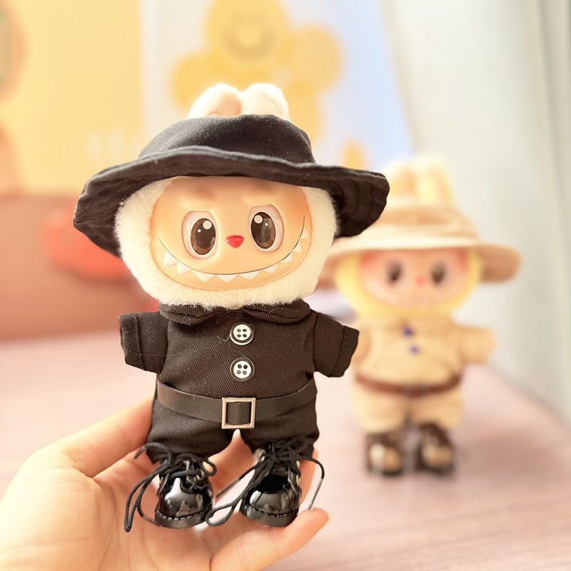 [Clothes only] 17cm labubu blind box pendant doll with camouflage jumpsuit