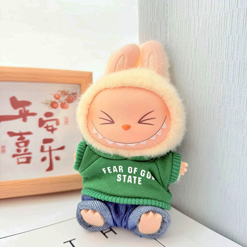[Clothes only] First and second generation keychain Labubu clothes pendant Labubu baby clothes FEAR hooded sweater set