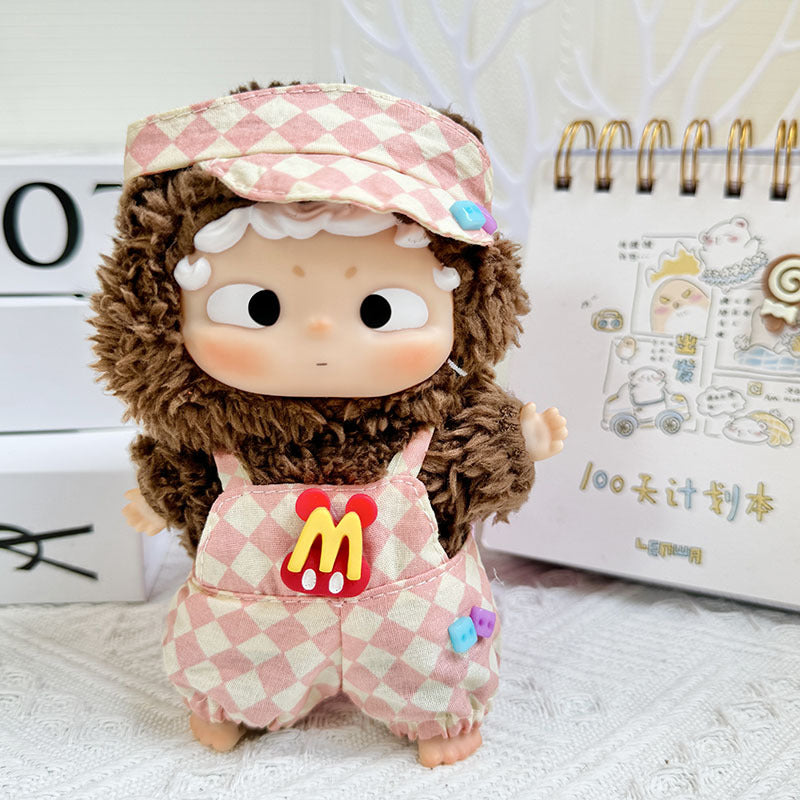 [Clothes only] 17cm pendant Labubu clothes Labubu doll rhombus overalls dress couple outfit