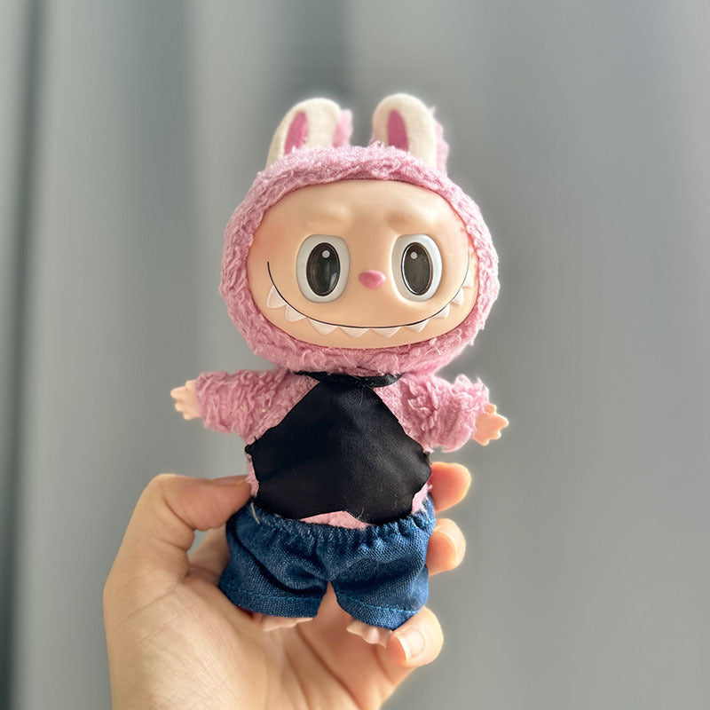 [Clothes only] 17cm pendant Labubu cloth for keychain Labubu doll clothes black star temptation