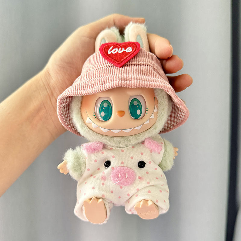 [Clothes only] First/second generation Labubu clothes pendant Labubu sitting party baby clothes powder point pig powder hat