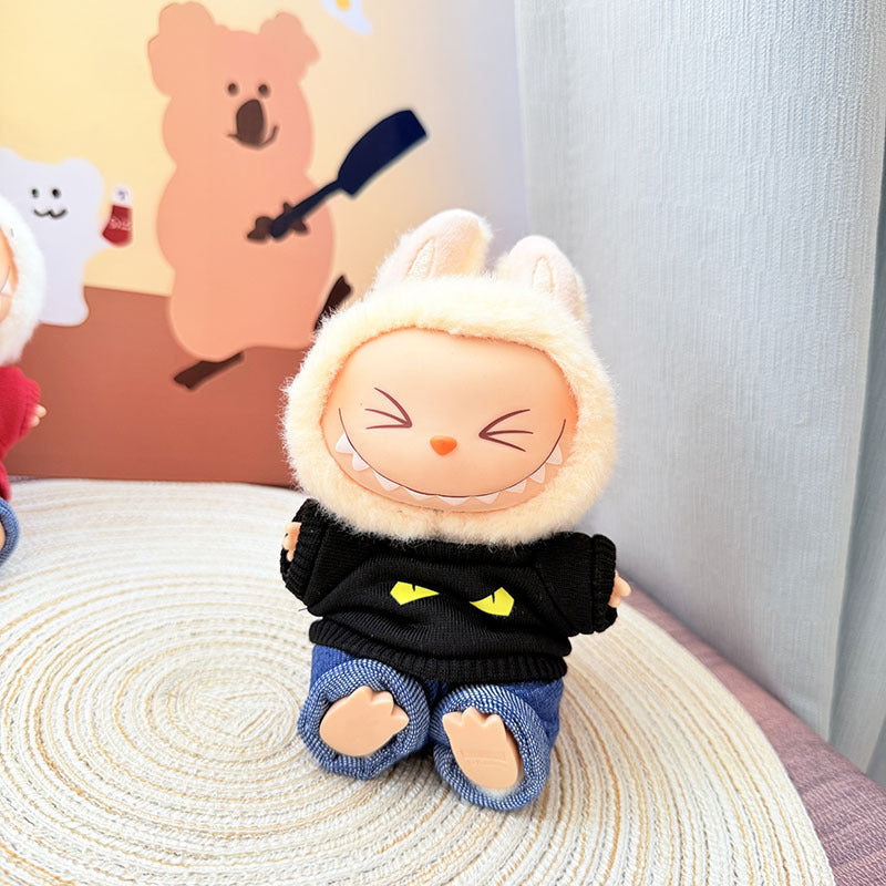 [Clothes only] First and second generation keychain Labubu clothes pendant Labubu baby clothes casual two-piece T-shirt set
