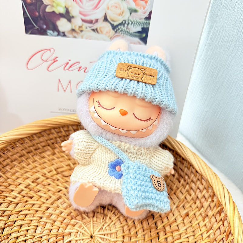 [Clothes only] First and second generation keychain Labubu clothes pendant Labubu baby clothes pink and blue flower sweater