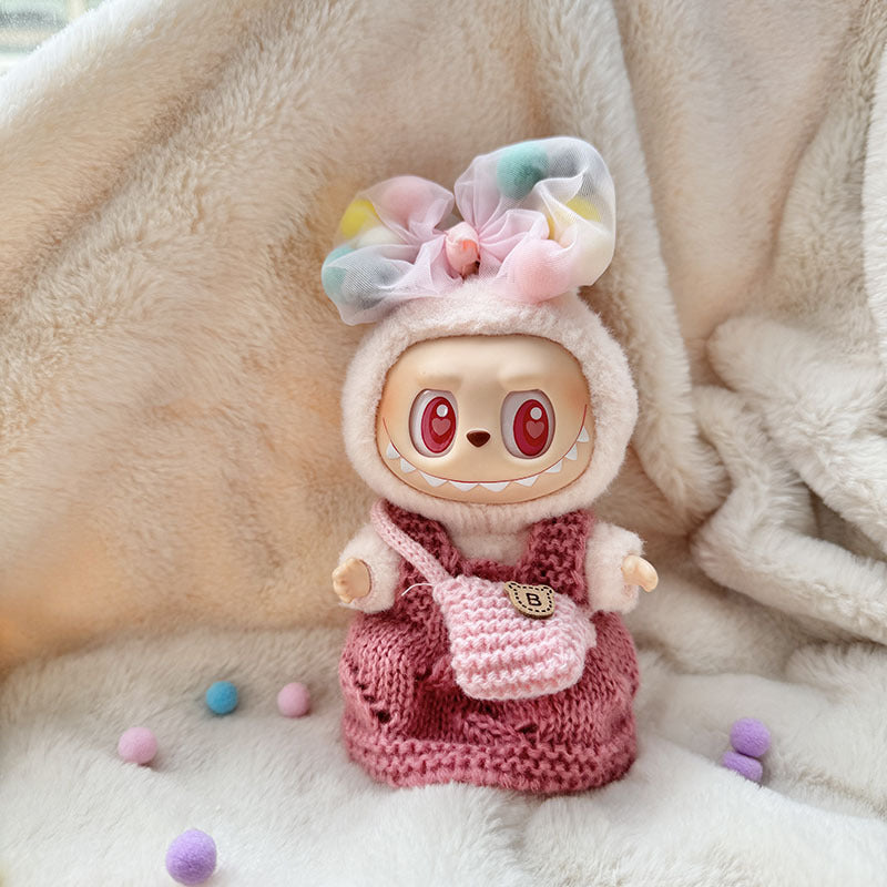 [Clothes only] First and second generation keychain Labubu clothes pendant Labubu sitting party knitted strap skirt