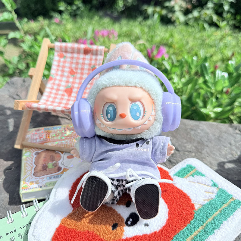 [Clothes only] First and second generation keychain Labubu clothes pendant Labubu baby clothes, earphones plaid picnic clothes.