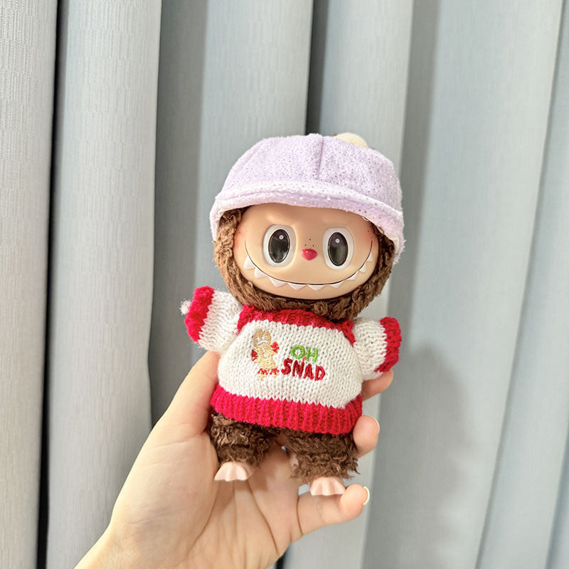 [Clothes only] First and second generation keychain Labubu clothes pendant Labubu biscuit person sweater + purple cap