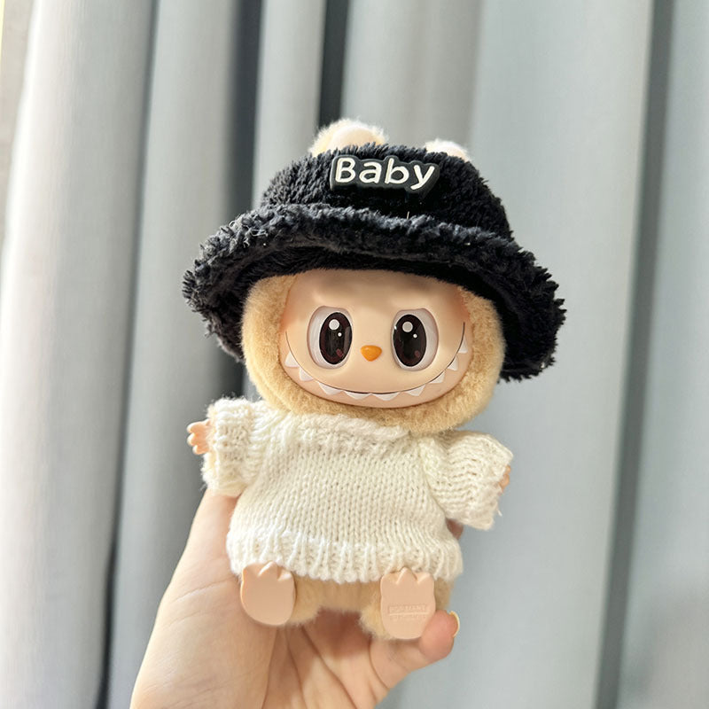 [Clothes only] Second-generation keychain Labubu clothes pendant Labubu sitting party wooden buckle sweater set