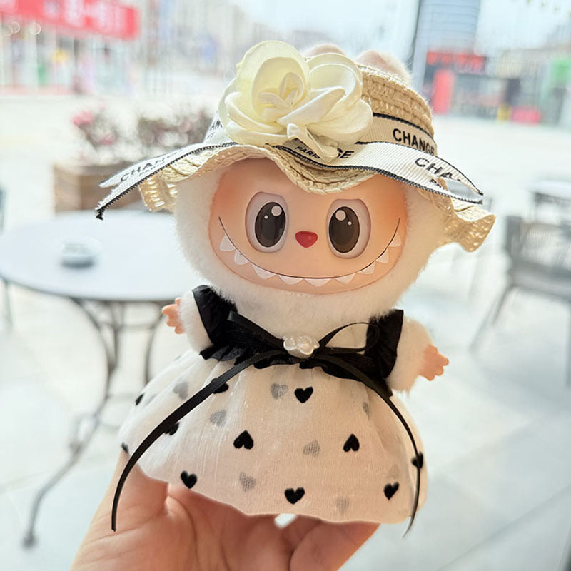 [Clothes only] First and second generation keychain Labubu clothes pendant Labubu pearl style small fragrant skirt women