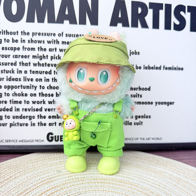 [Clothes only] First and second generation Labubu clothes pendant Labubu sitting baby clothes little craftsman overalls set