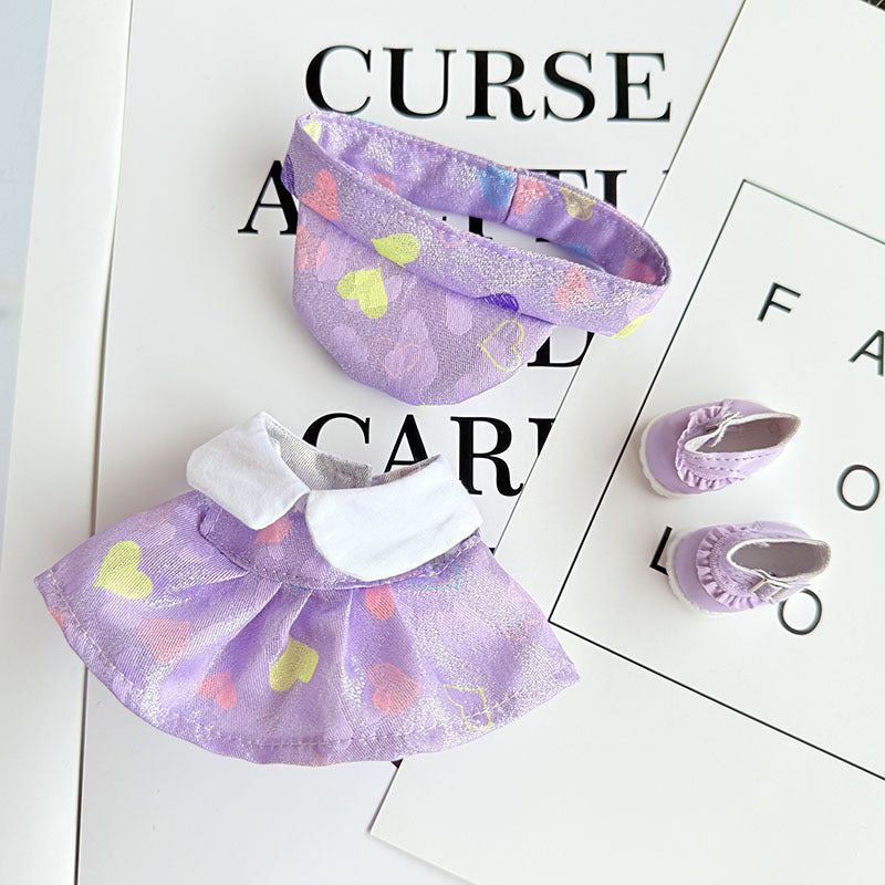 [Clothes only] 17cm Labubuwa clothes LABUBU blind box sitting party one two three generation color heart pink purple dress