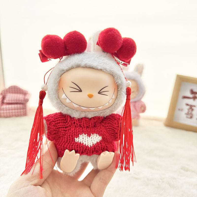 [Clothes only] First and second generation keychain Labubu clothes pendant Labubu cloth leather skirt knitted sweater love you cute