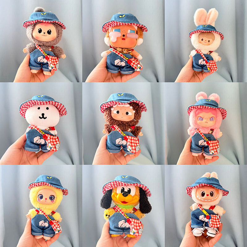 [Clothes only] One, two and three generations of keychains Labubu clothes pendant Labubu baby clothes denim cute dog overalls cute