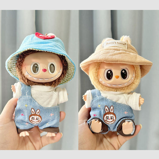 [Clothes only] Second-generation keychain Labubu clothes pendant Labubu sit party cloth head denim strap