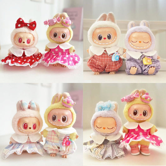 First and second generation Labubu clothes pendant Labubu sitting baby clothes summer skirt jumpsuit cute and cute
