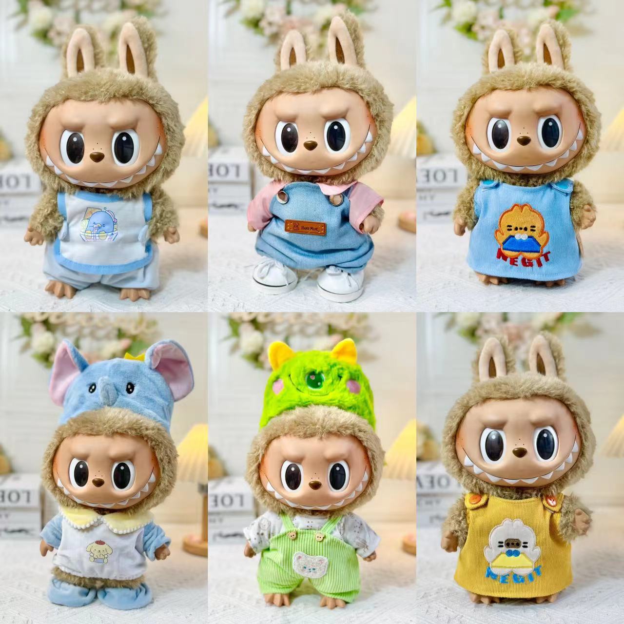 38Cm Labubu vinyl plush doll clothes for Labubu doll clothes summer pipa clothes set cute