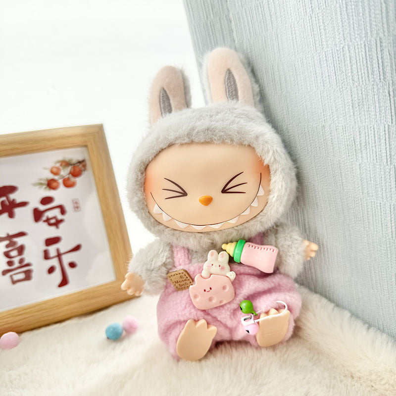 Clothes only] First and second generation Labubu clothes pendant Labubu sitting baby clothes love sweater bear earcap set