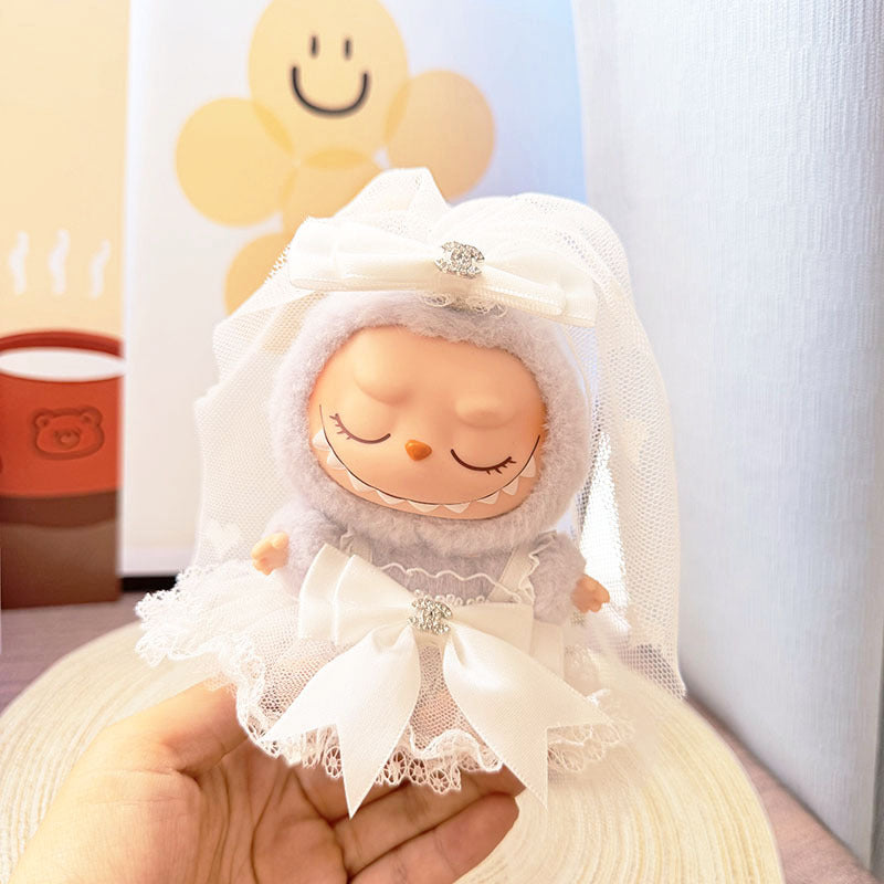 [Clothes only] One, two and three generations Labubu clothes pendant Labubu sitting baby clothes Xiaoxiang wedding dress two-piece set