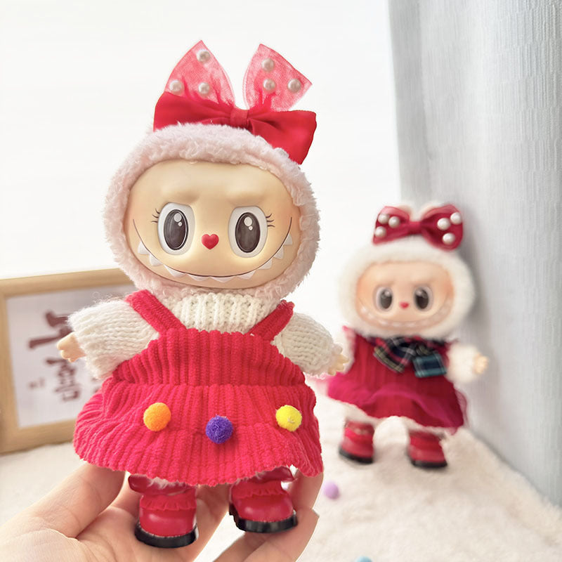 [Clothes only] First and second generation Labubu clothes pendant Labubu sitting baby clothes New Year sweater skirt set cute