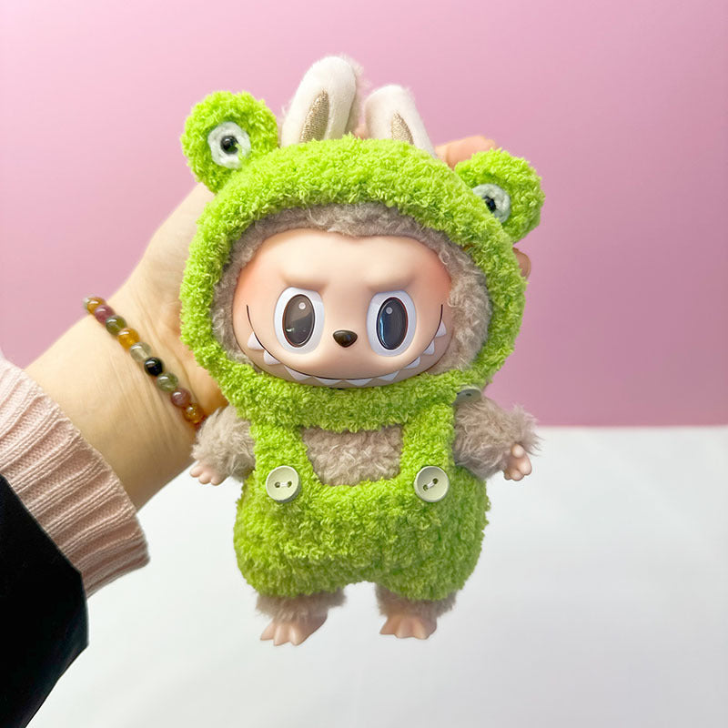 [Clothes only] 15cm pendant, blind box, rabub, plaid pajamas, three-piece set, keychain, doll clothes.