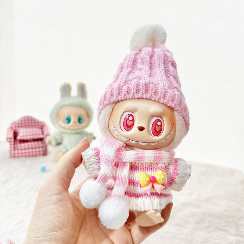 [Clothes only] First and second generation keychain Labubu clothes pendant Labubu sitting party winter knitted suit
