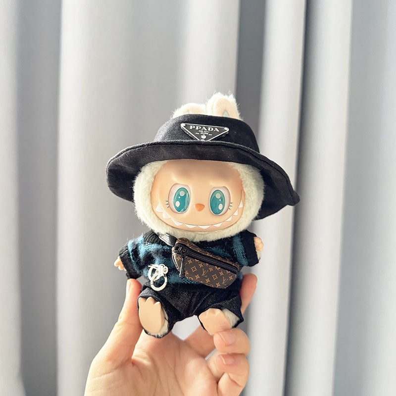 [Clothes only] First and second generation Labubu clothes pendant Labubu sitting party baby clothes handcuffs striped clothes suit