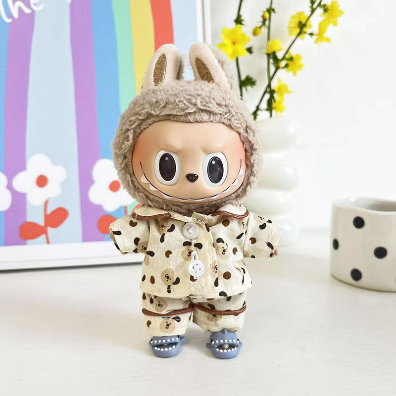 [Clothes only] One, two and three generations Labubu clothes pendant Labubu sitting baby clothes milk tea puppy pajamas set