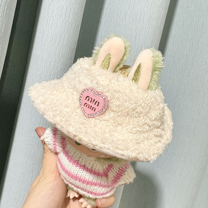 [Clothes only] 17cm blind box Labubu pendant baby clothes small animal hat Labubu trendy bucket hat accessories