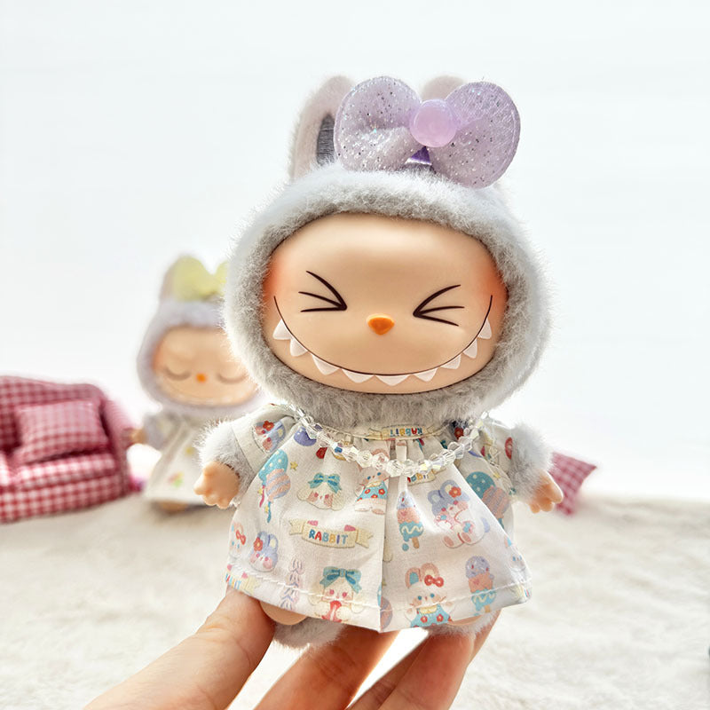 [Clothes only] First and second generation Labubu clothes pendant Labubu sitting party baby clothes cherry rabbit skirt set