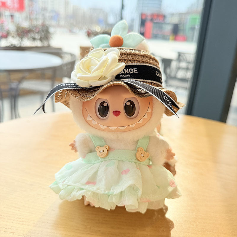 [Clothes only] First and second generation keychain Labubu clothes pendant Labub black fragrant camellia skirt straw hat