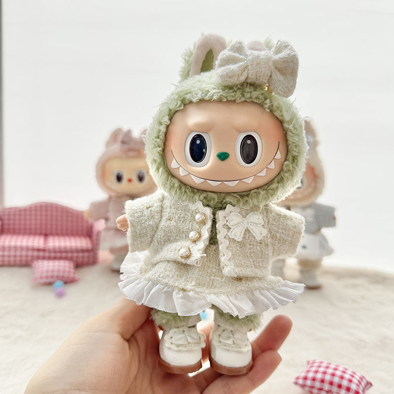 [Clothes only] First and second generation keychain Labubu clothes pendant Labubu baby clothes classic small fragrant skirt set
