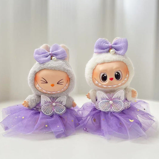 Clothes only] First and second generation Labubu clothes pendant Labubu cloth sitting baby clothes purple butterfly dream gauze skirt fairy
