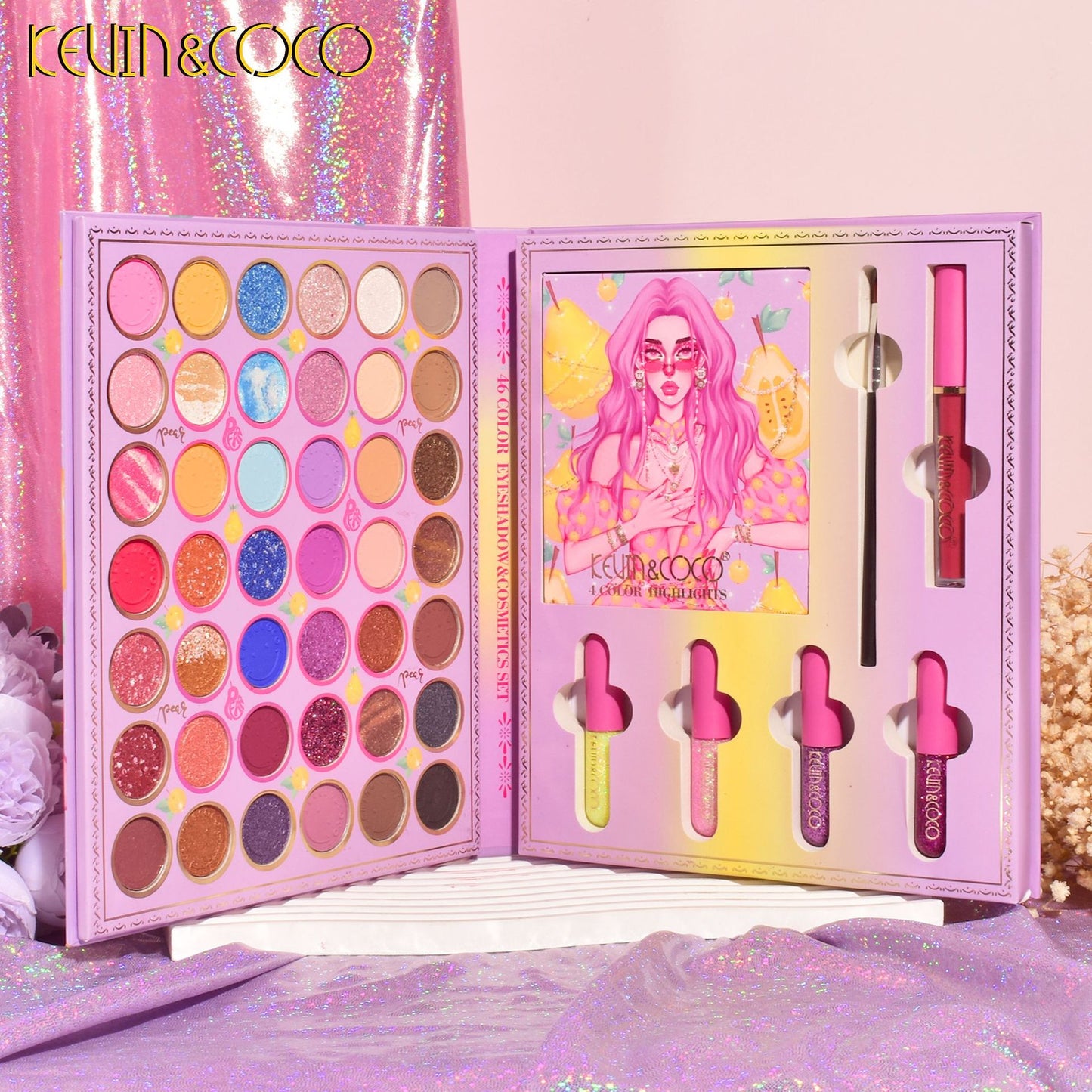 KEVIN & COCO Makeup Rock Sugar Sydney 46 Color Eyeshadow Set Highlight Pearlescent Matte Earth Color Spice Lasting