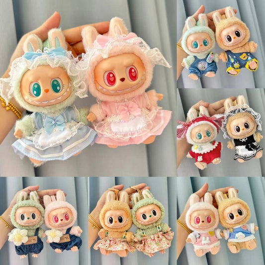 [Clothes only] First/second generation Labubu clothes pendant Labubu sitting party baby clothes skirt overalls cute