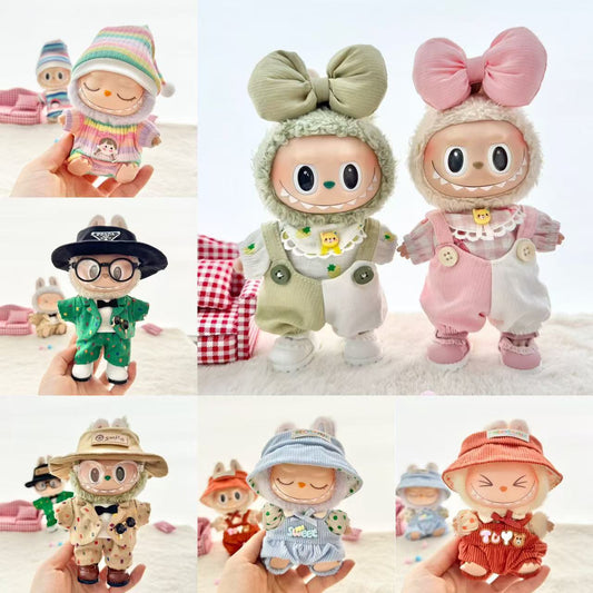 [Clothes only] First and second generation Labubu clothes pendant Labubu baby clothes rainbow girl casual suit overalls